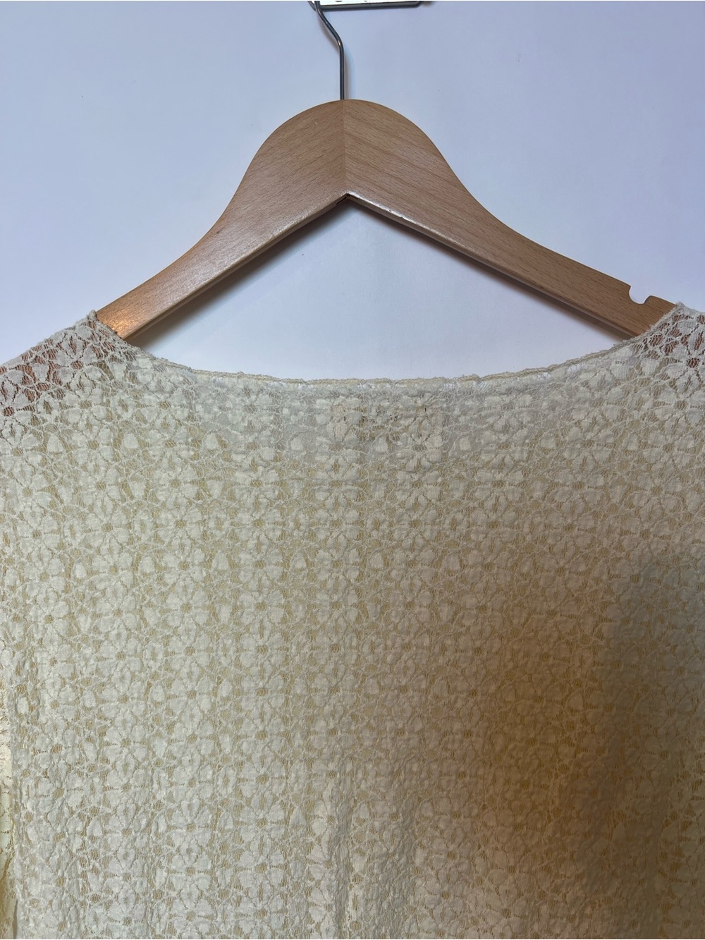 Natural Life Cream Lace Long Sleeve Top Boho Sheer Layering Top Medium - Picture 10 of 12